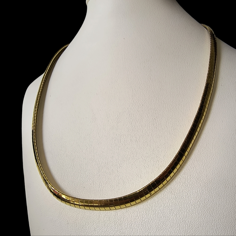 Milor Italy Gold Vermeil Over Sterling Silver Omega Chain Necklace 17 Inches - Picture 2 of 11